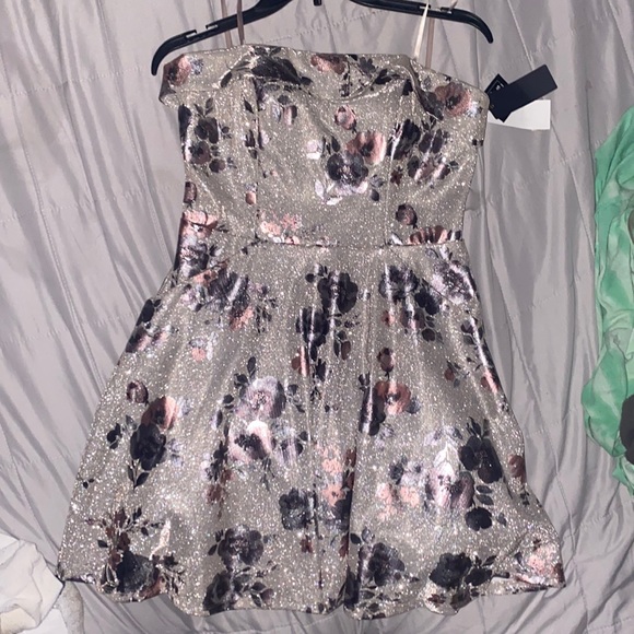 Silver and Purple Strapless Dress - Picture 1 of 1